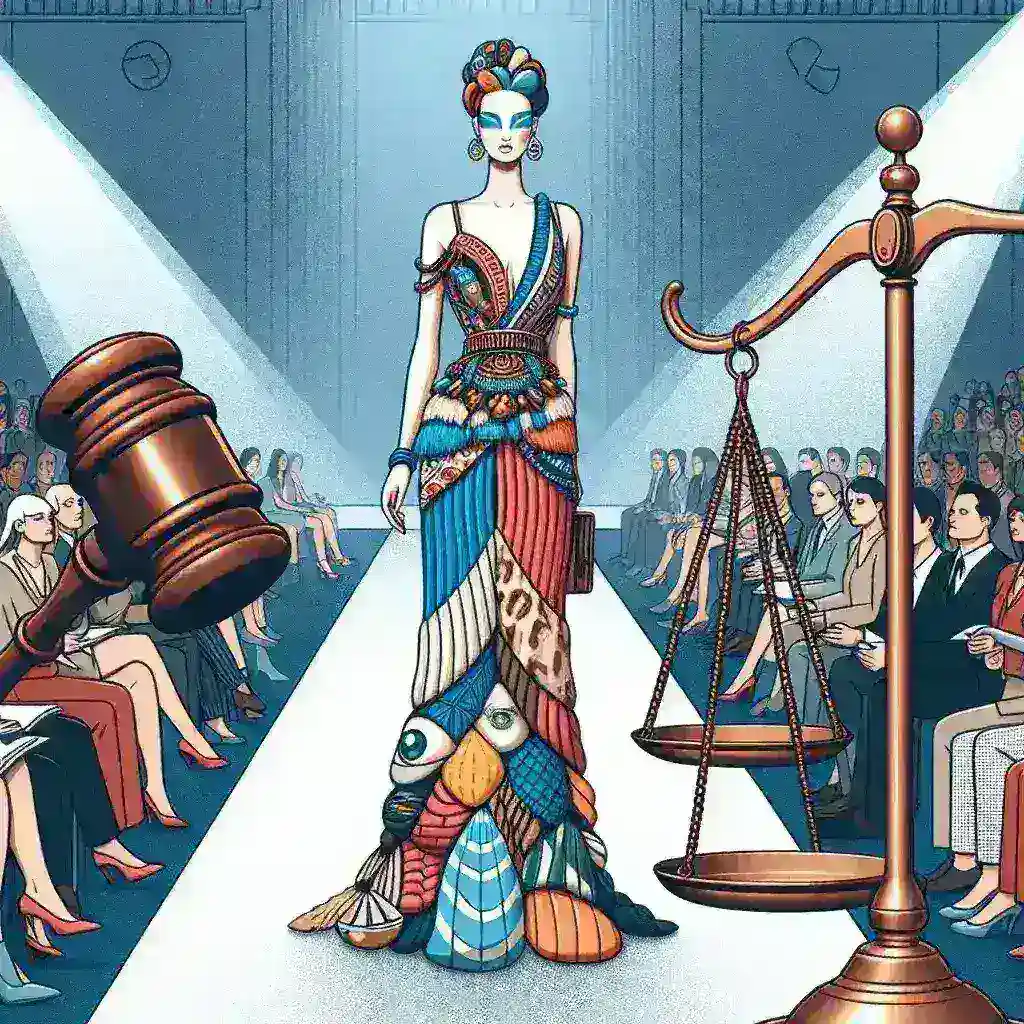 "Model posing in a fashion shoot, styled to resemble a copyrighted character, highlighting ethical concerns in the fashion industry regarding originality and intellectual property."
